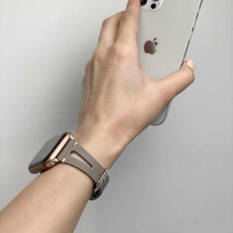 Кожаный ремешок V-Leather на Apple Watch 38/40/41mm Pebble